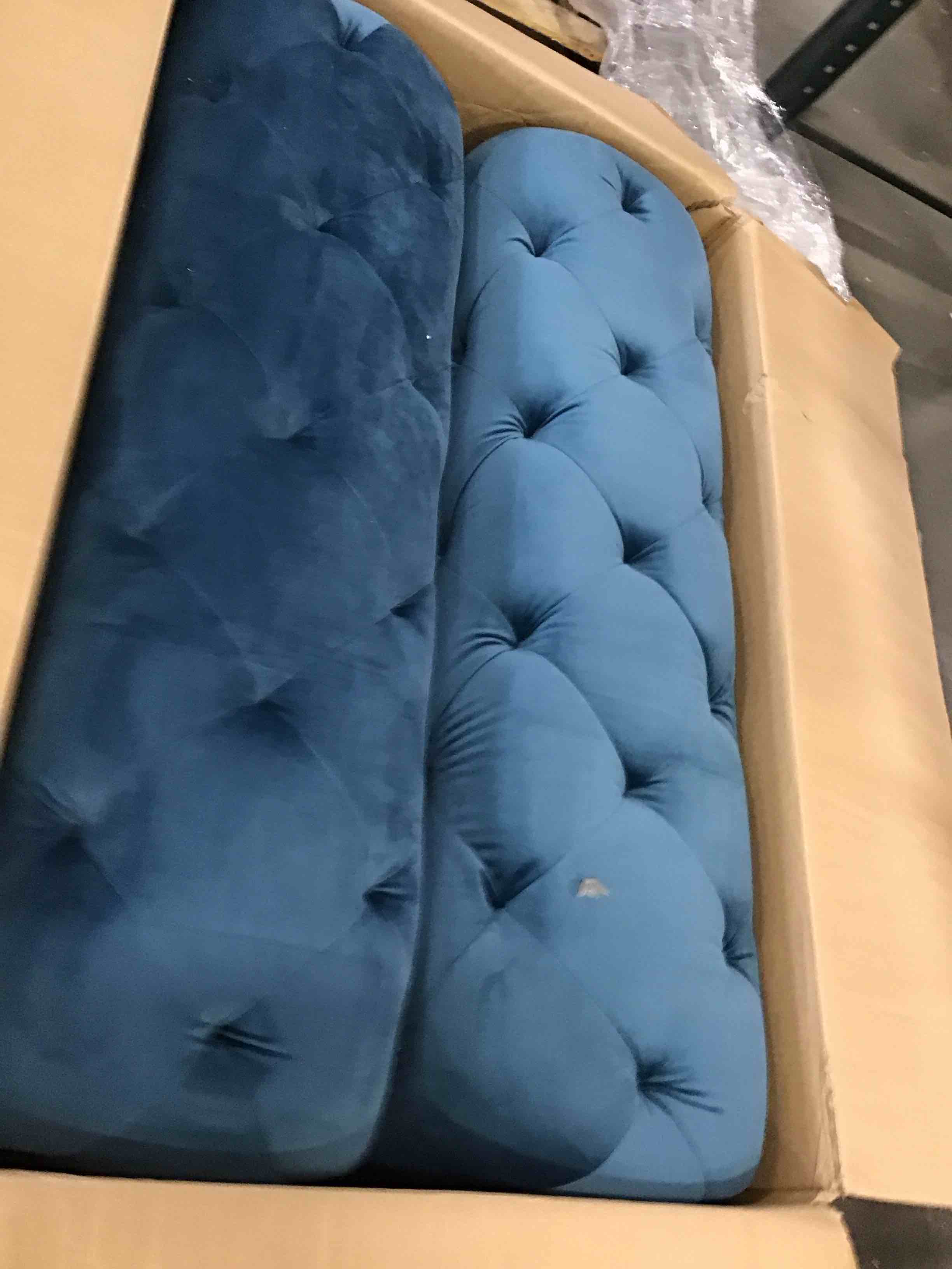 Chilworth 71Inches Velvet Rolled Arm Chesterfield Loveseat ( incomplete only 1 box ) 