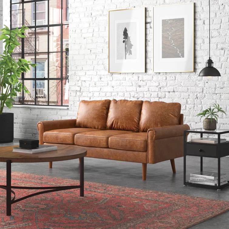 I Ainsley 73'' Faux Leather Sofa