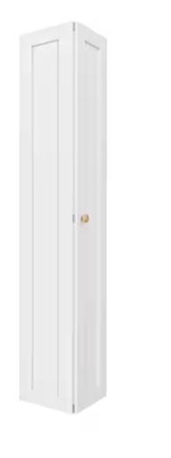 White Primed Smooth Solid Wood Core 1-Panel Bifold Door