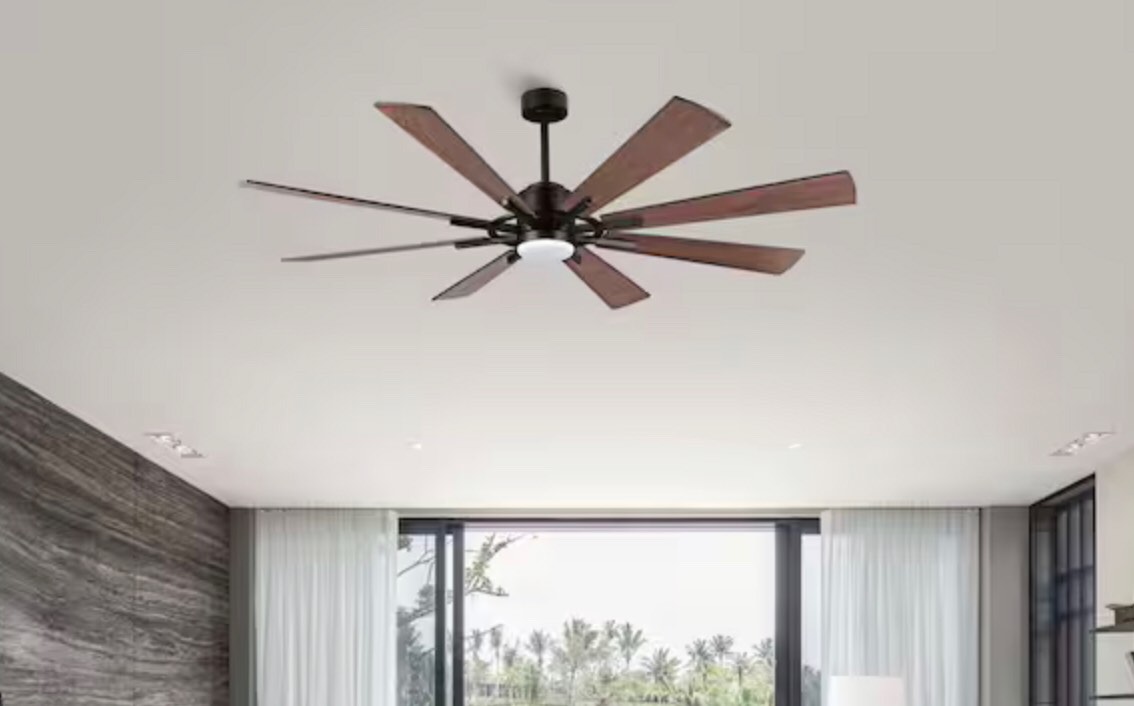 72 in. LED Indoor Black and Walnut Ceiling Fan with Remote