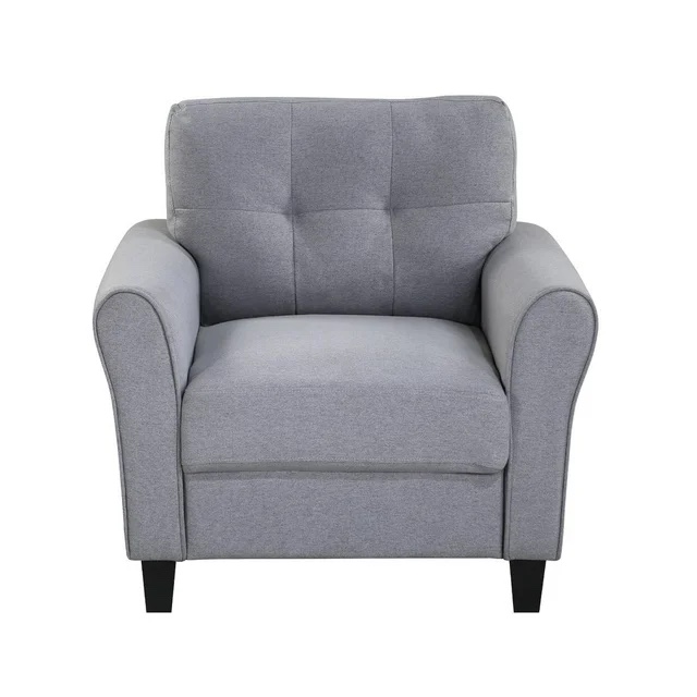  ( incomplete only 1 box ) Hassch Modern Accent Chair, Mid-Century Upholstered Armchair Club Chair, Linen Fabric Single Sofa for Living Room Bedroom Office, Grey