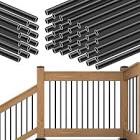 Muzata 50Pack 36" Aluminum Deck Balusters Round Black Deck Railing Stair Porch Staircase Spindles 3/4" Diameter Hollow for Wood and Composite Deck, WT01