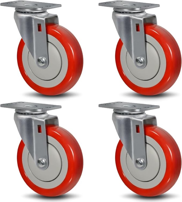 1 rueda giratoria de muebles de 4/5 pulgadas con freno de goma suave giratoria para máquina de servicio pesado y plataforma (color : 4 pulgadas)
