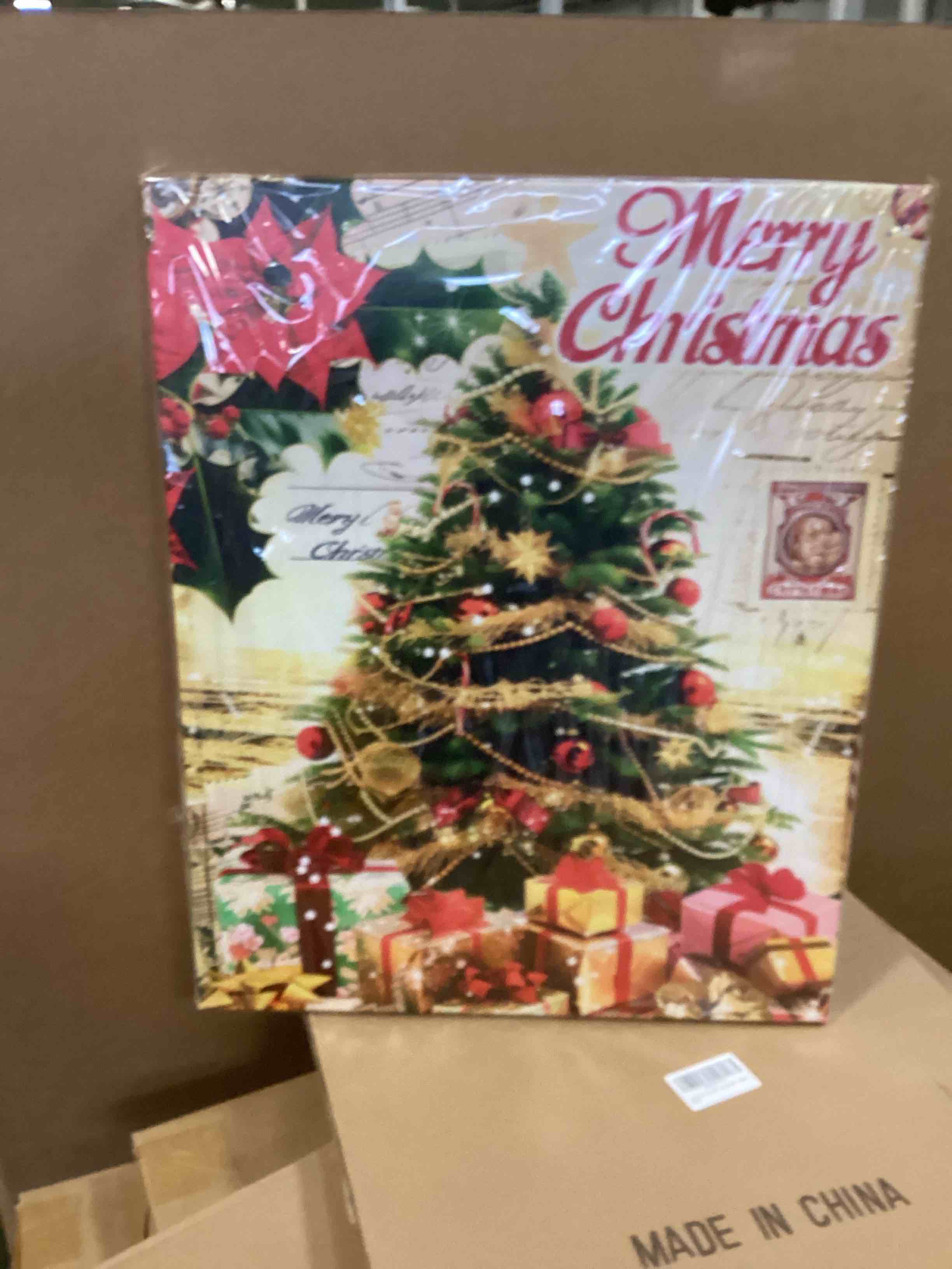 Vintage Christmas Tree Canvas Wall Art Decor Xmas Tree Prints Painting Rustic Winter Pictures for Holiday Gifts Merry Christmas Sign for Pub Party Garden Kitchen Decorations 12x15inch