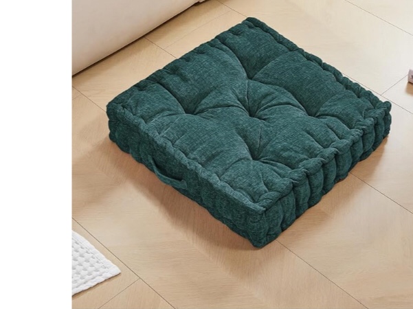 Deconovo Floor Cushions, Meditation & Yoga Sitting Pillows, Round & Square Cushion for Window Seat, Bench, Chair, Reading Nook, Soft Indoor Floor Pillows, gren 22x22x5.1 Inch 2 piece