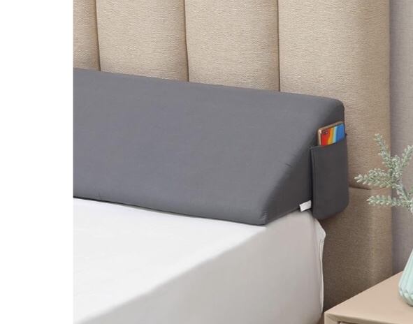 Vekkia Queen Bed Wedge Pillow for Headboard Gap/Bed Gap Filler/Mattress Gap Filler to Fill 0-6" Gap Between Headboard and Mattress, 60"x10"x6"-Gray( photo similar) 