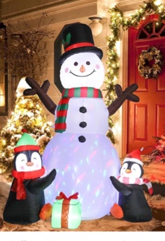Christmas Inflatable Snowman Outdoor Decorations, 6FT Blow Up Christmas Snowman Yard Inflatable with Build in RGB LEDs for Christmas Yard Indoor Outdoor Garden Lawn Winter Decorations