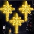 3 Pack 21" Bethlehem Star Outdoor Lights with Cross, Waterproof LED Christmas