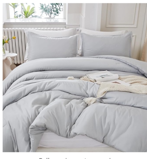 Litanika Queen Comforter Set Sage Green, 3 Pieces Boho Lightweight Solid Bedding Comforters Sets, Double Down Alternative Comforter Bed Set (90x90In Comforter & 2 Pillowcases)