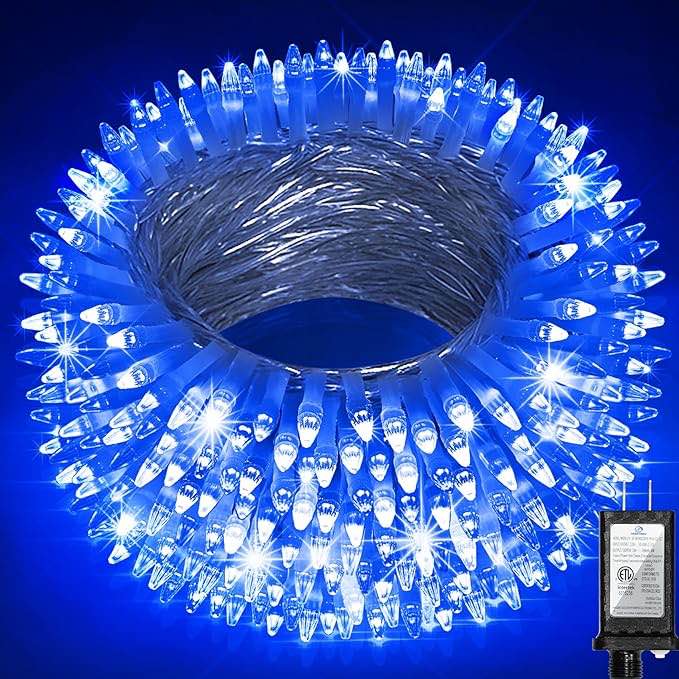 509FT Extra Long Christmas Lights, 1350 LED Christmas String Lights with 8 Modes & Timer Memory Function Waterproof Christmas Decorations for Xmas Yard Tree Party Home Garden Holiday Cool White & Blue