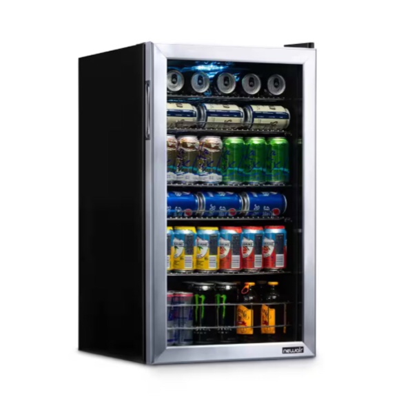 Newair Freestanding Beverage Cooler Fridge with Adjustable Shelves - Stainless Steel