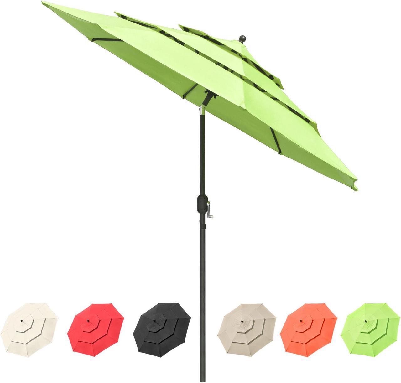 Yescom 10 Ft 3 Tier Patio Umbrella with Crank Handle Push to Tilt Garden Home