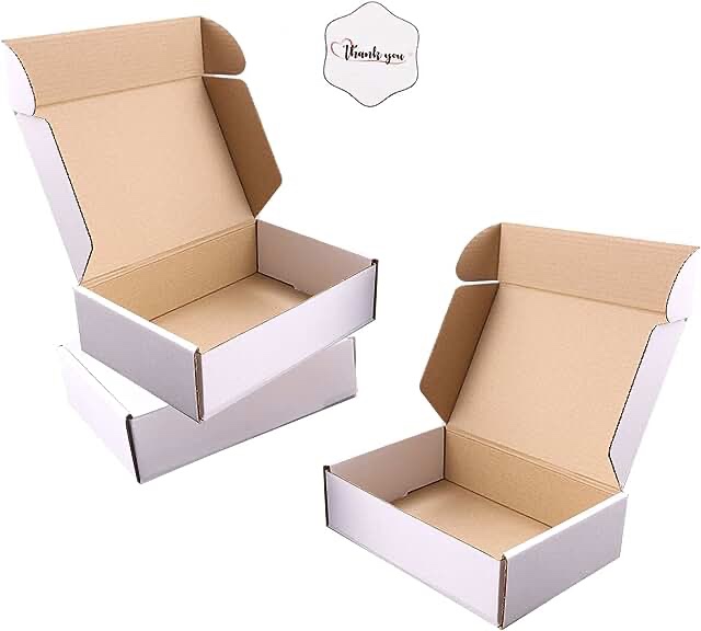 Shipping Boxes, White Corrugated Cardboard Packaging Box for Small Business