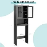 Shintenchi Over The Toilet Storage Cabinet, Bathroom above The Toilet Rack, Bathroom Adjustable Shelf Organizer with Open Bottom Bar and Anti-Tip Device, Gray