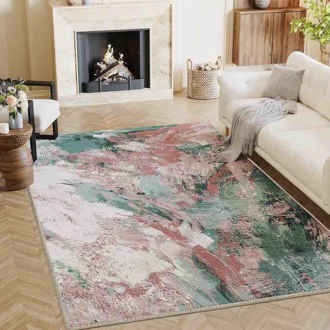 H.VERSAILTEX Area Rugs for Bedroom Shag Area Rug 9x12 Ft Carpet Indoor Floor Rug for Kids Anti-Skid Durable Rectangular Rug, Abstract Painting -Feet