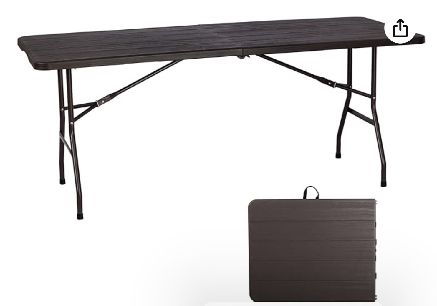 Lakhow 6-Foot Brown Wood Grain Folding Table Indoor and Outdoor Picnic, Barbecue, Party, Portable Folding Table with Handle, 6ft