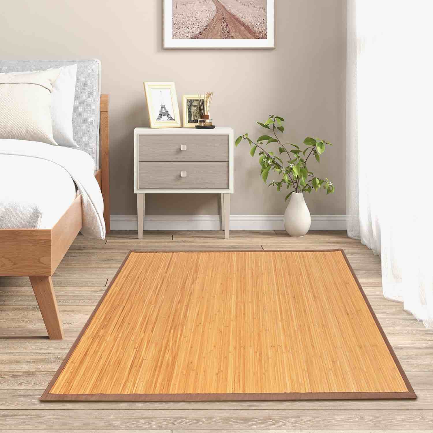 5' X 8' Bamboo Floor Mat Area Rug, Large Bamboo Floor Runner Indoor Outdoor Rug with Non Skid Backing, Area Mat Carpet for Living Room, Hallway, Kitchen, Office-100% Natural Bamboo Wood Most Viewed