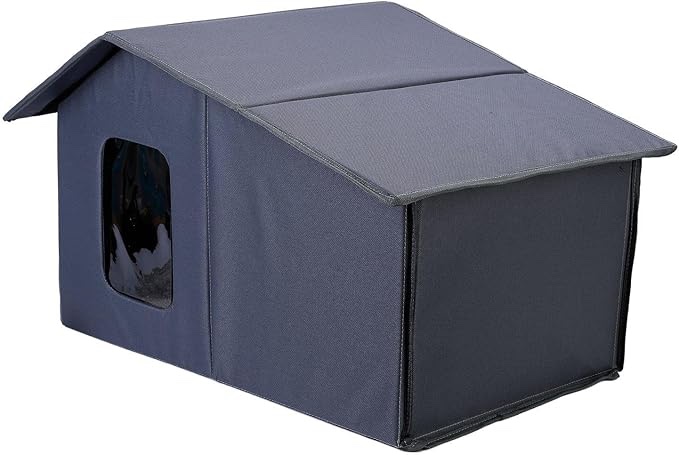 Cat House Outdoor Cat House Weatherproof Winter Shelter for Outdoor Indoor Cats Outdoor Ferals Feral Cats Dogs,Large Outside Insulated Protection Elevated House for Stray,Easy to Assemble, Grey