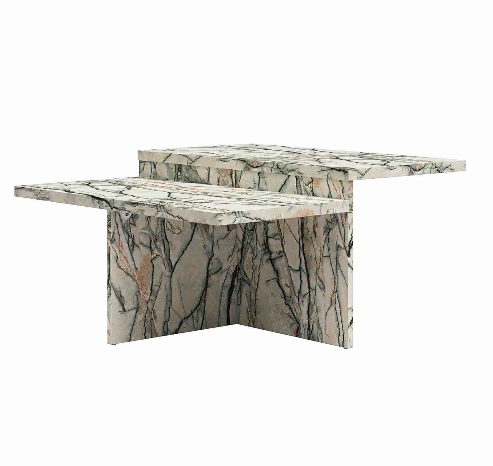 CosmoLiving Brielle Two-Tiered Coffee Table, Faux Onyx Marble