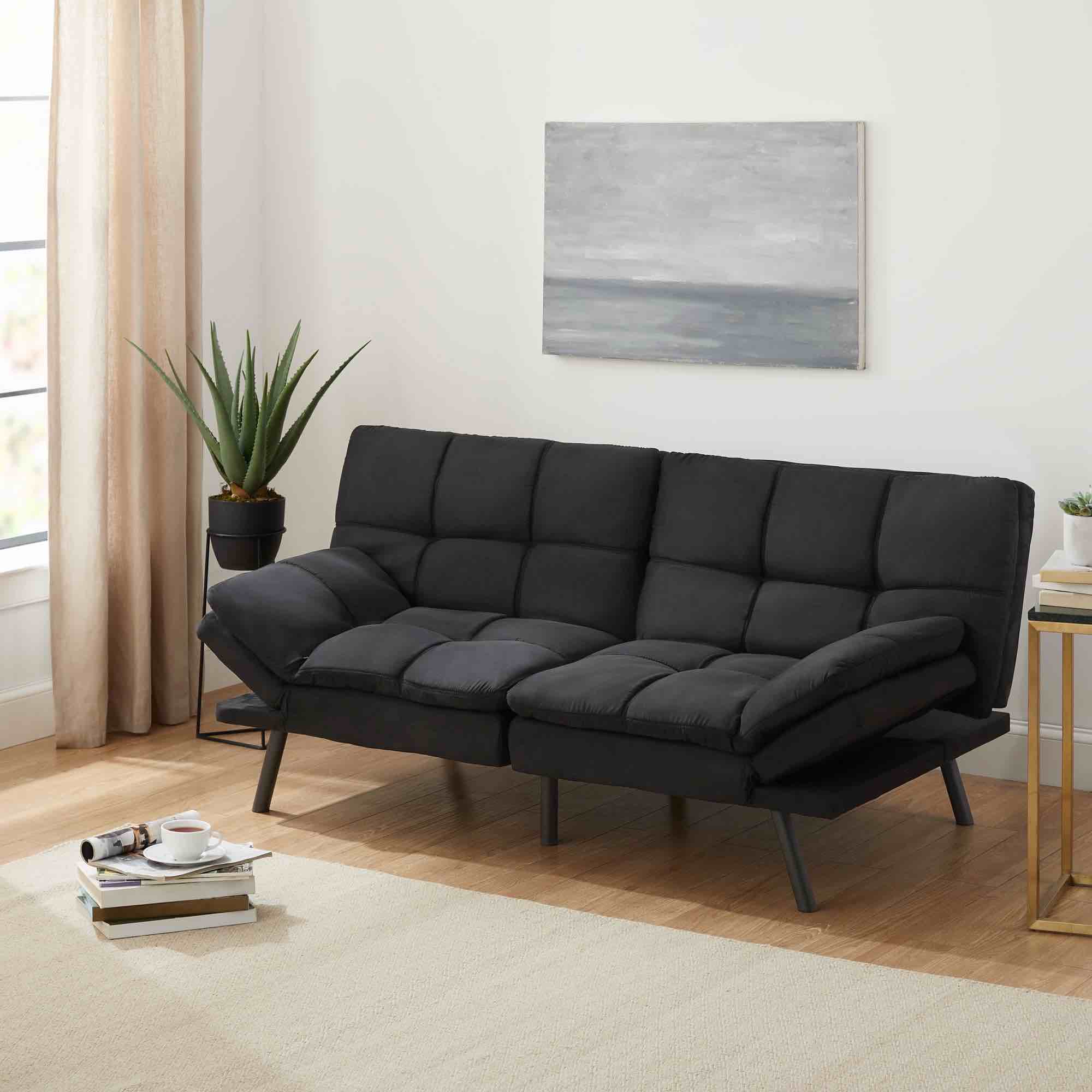 Mainstays Memory Foam Futon with 72",Black