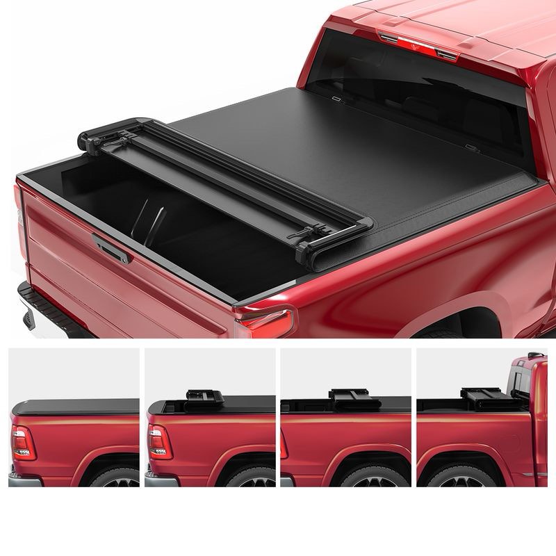 6.6FT Soft Quad Fold Tonneau Cover for 2019-2024 Chevy Silverado/GMC Sierra 1500 Without Multi-Flex Tailgate(Not for Legacy/Limited/2500 3500hd)