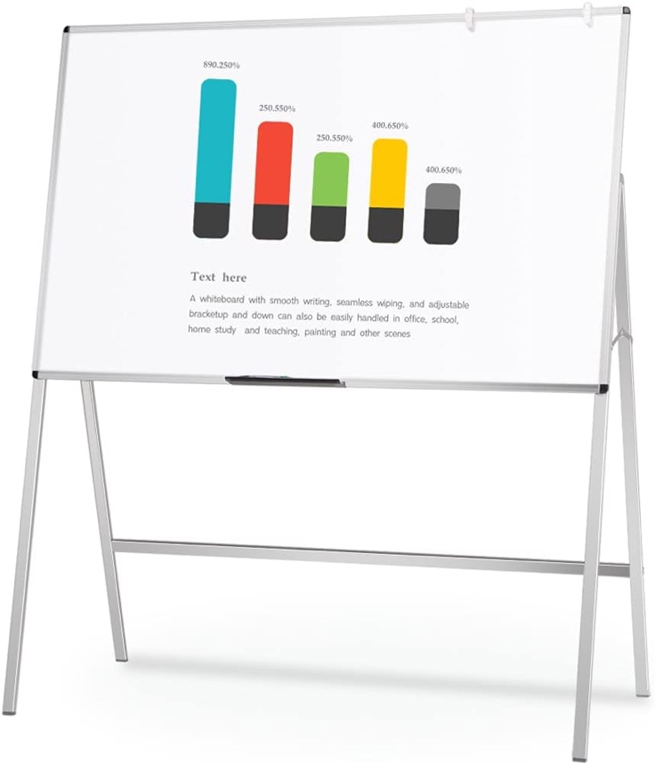 VIZ-PRO Melamine H-Stand Whiteboard/Adjustable Dry Erase Easel,71x 40 Inches