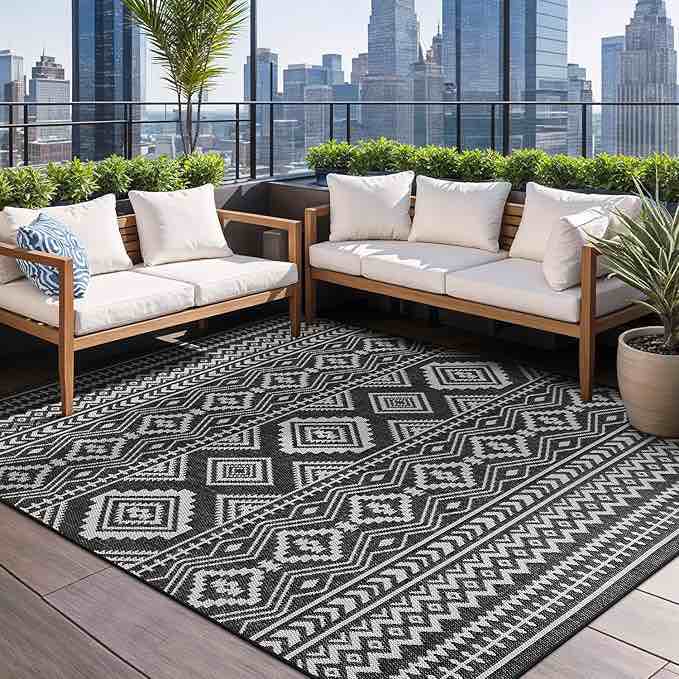 Beverly Rug Waikiki Boho Indoor Outdoor Rug 6x9, Washable Outside ...