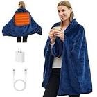 Keltne USB Heated Blanket, Cordless Electric Blanket Throw 3 Heating Levels, Portable Car Blanket with Pocket for Camping Outdoor, Office, Travel, Stadium, Home 58"x 38"Battery Not Included(Navy