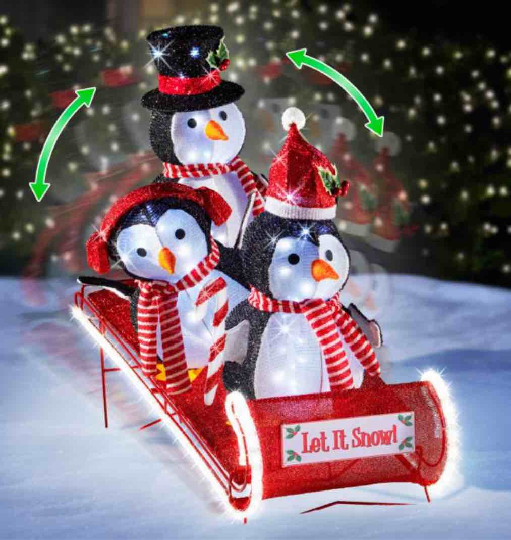 ( incomplete 1of 2 only) Hammacher Schlemmer 56780. The Animated Tobogganing Penguins