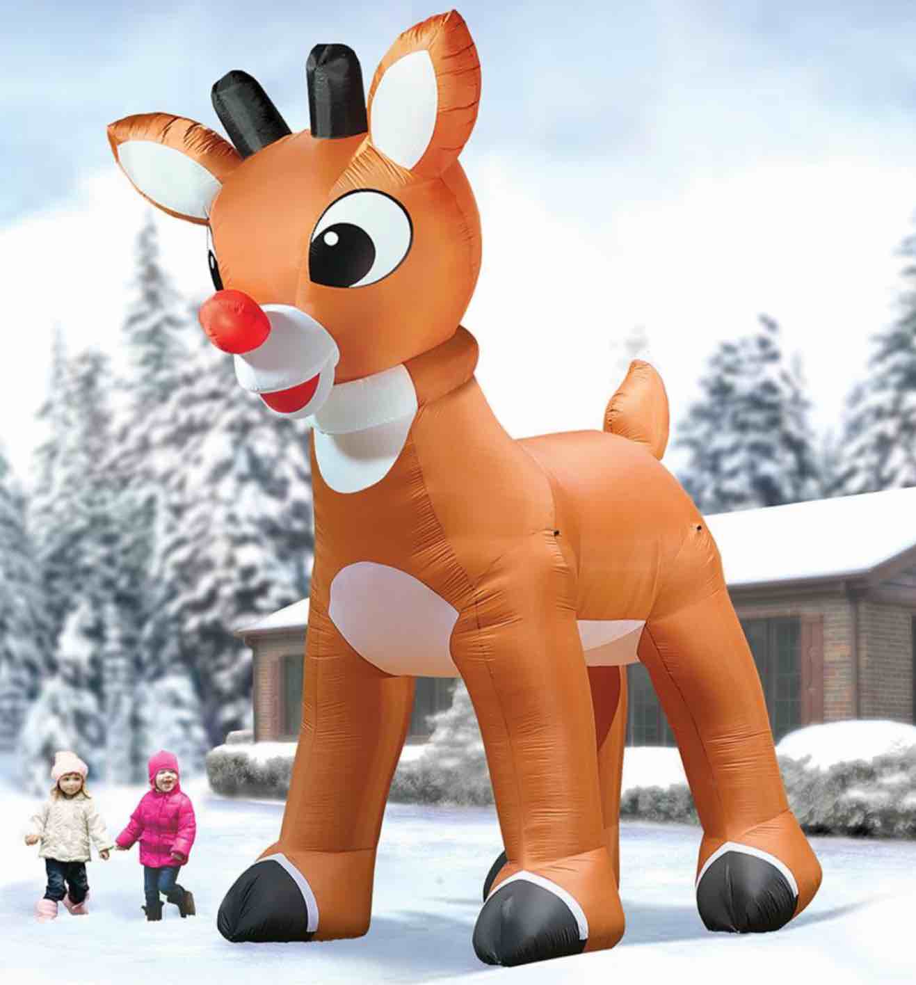 Hammacher Schlemmer 97417 The 15' Inflatable Rudolph With Blinking Nose