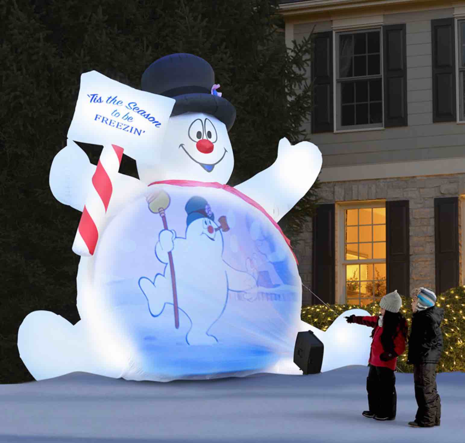 hammacher schlemmer 94966. the video projecting 10' frosty the snowman