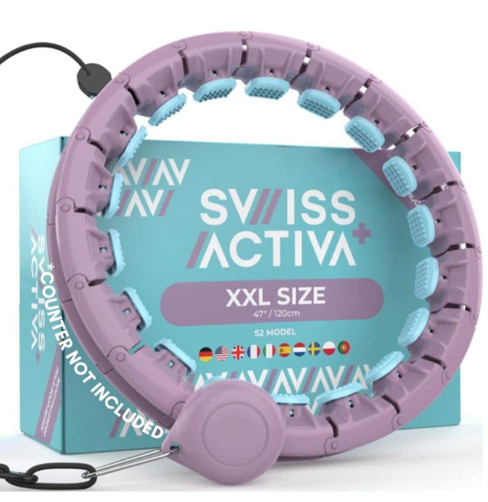 Swiss Activa+ Infinity Hoop Smart Weighted Hula Hoop - Smart Hula Hoop Fit- Exercise Hoola Hoop Exercise Equipment- Adult Hula Hoops for Exercise- Hula Hoops for Women Weight Loss