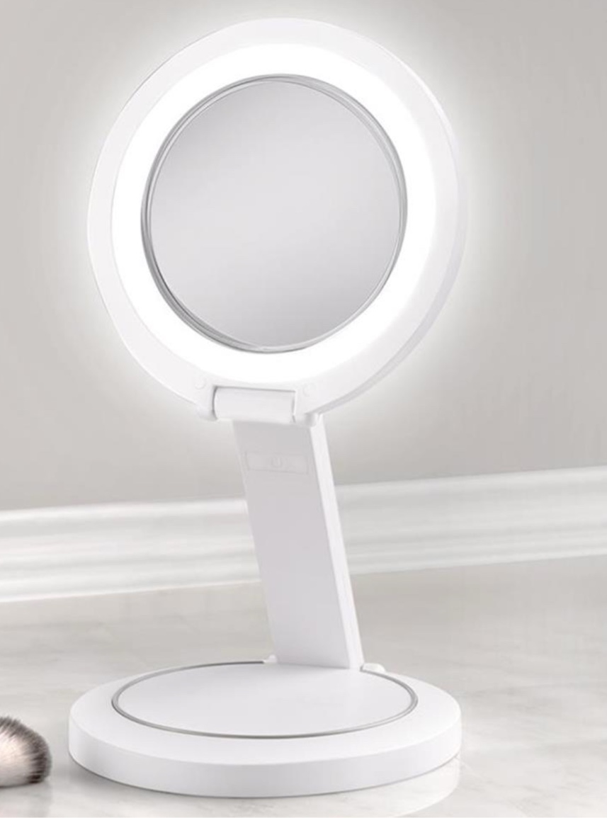 Hammacher Schlemmer 59144 The Brighter Foldaway Vanity Mirror