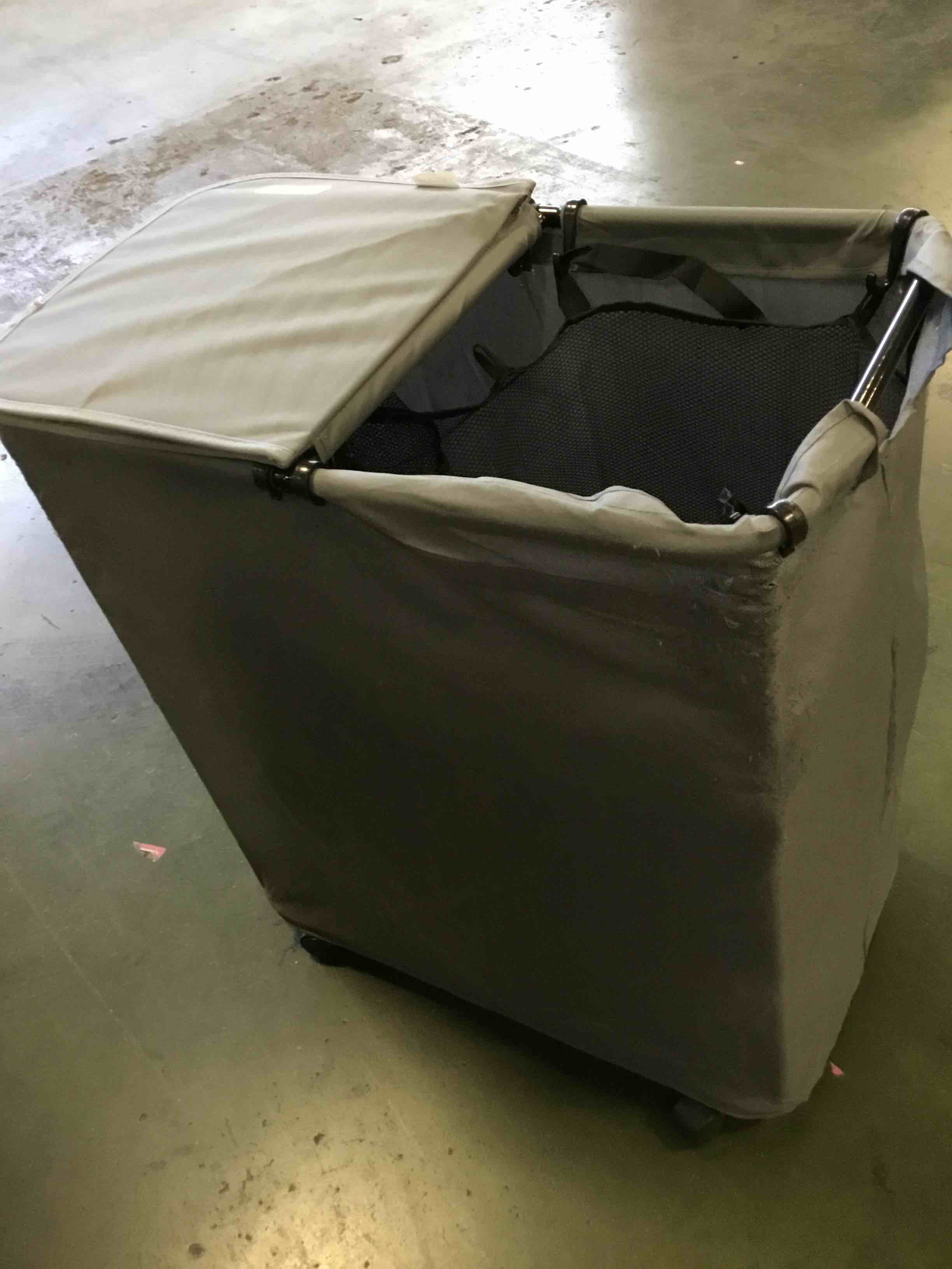 Condition photo showing As Is for Yecaye 150L Laundry Hamper with Wheels, Rolling Laundry Basket with Lid and 2 Removable Laundry Bag, Large Capacity Clothes Hampers for Laundry, Bedroom, Bathroom, Dorm, Laundry Room, Grey