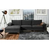 ( incomplete Box 2 Of 2)Modern Velvet Fabric Sectional Sofa, Large L-Shape Couch with Wide Chaise Lounge,( Dark Grey )