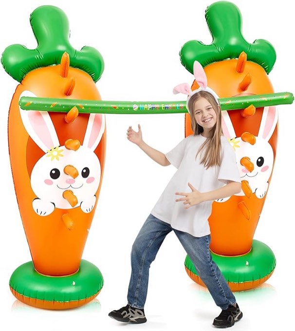 Poen Easter Limbo Game for Adults Family Games for Party Supplies Giant Easter Inflatable Outdoor Decorations Inflatable Large Carrot for Holiday Party Yard(Carrot)