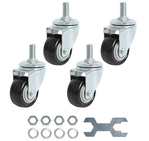 Finnhomy Stem Caster Wheels 2 Inch Heavy Duty Threaded Swivel Casters 1/2" -13 x 1 Set of 4 Premium Polyurethane Wheels PU Anti-wear Smooth Casters