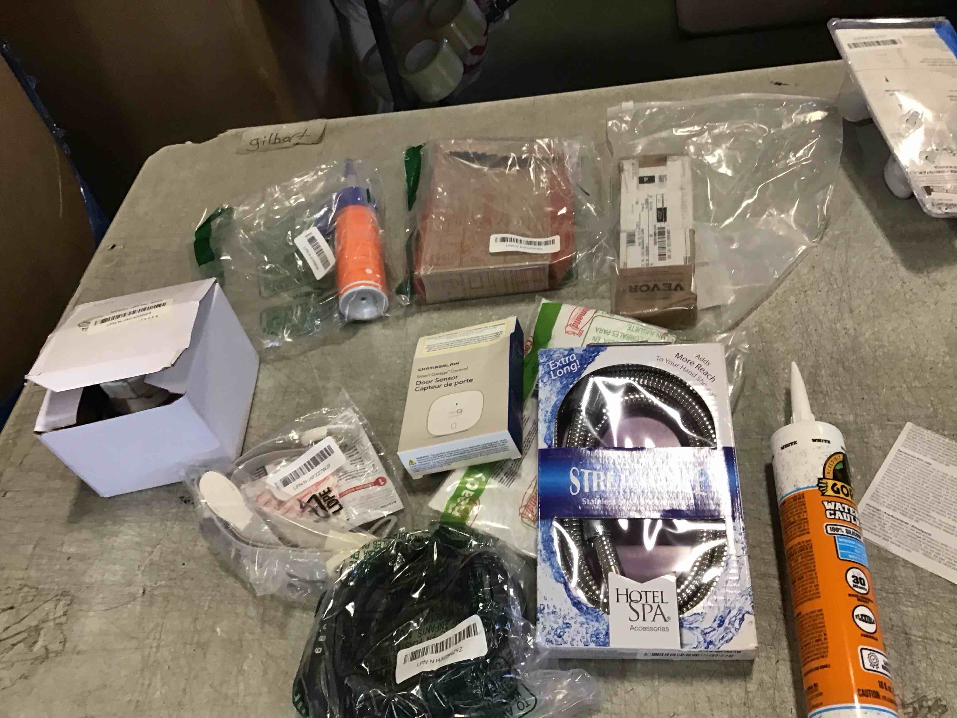 ASSORTED OF MICSELLANIUS, GORILLA WATERPROOF CAULK &SEAL , EXTRA LONG STRETCHABLE HOTEL SPA, SMART CONTROL SENSOR,AND MORE ( MAY VARIE PRODUCT) 