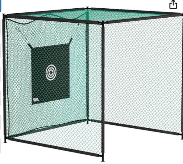 MR Golf Driving Cage 10x10x10ft, Golf Hitting Cage w/Target Cloth, Golf Batting Cage w/Steel Frame, Golf Practice Net for Full Swing, Golf Training Net Indoor and Outdoor Practice