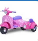 Disney Minnie Mouse 6 Volt Happy Helpers Scooter with Sidecar Ride-On Toy by Kid Trax, 1 mph