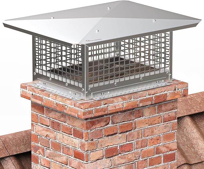 YITAHOME Chimney Cap, 13" x 17" Chimney Cover for Outside, 304 Stainless Steel Fireplace Chimney Caps with Adjustable Metal Strips, Screws & Gloves