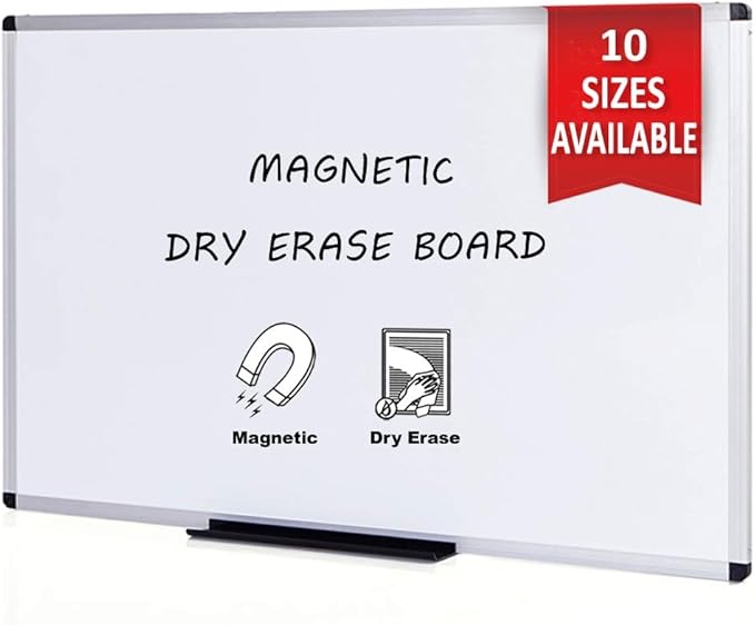 VIZ-PRO Magnetic Dry Erase Board, 6' x 4', Silver Aluminium Frame