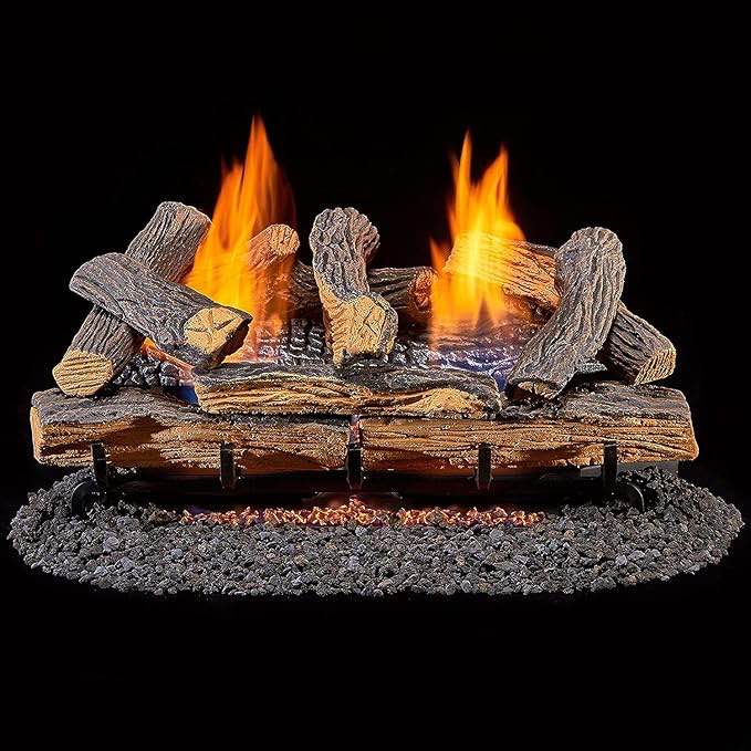 Duluth Forge Vent Free Dual Fuel Gas Log Set - 24 in. Berkshire Split Oak - Remote Control