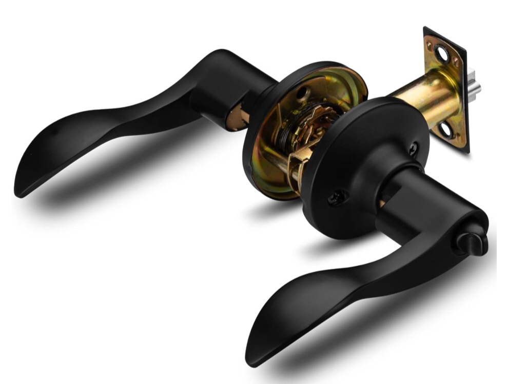 Berlin Modisch Entrance Lever Door Handle (for Office and Front Door) Reversible for Right and Left Side and a Single Cylinder deadbolt Set Keyed Alike Combo Pack