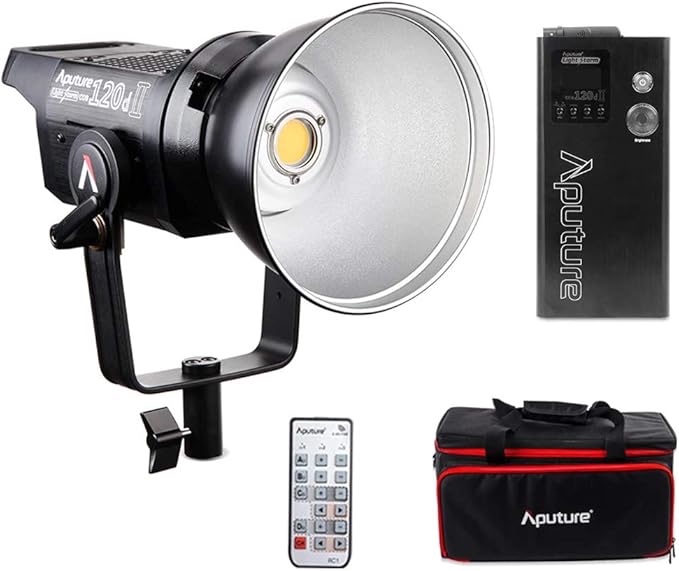 Aputure Light Storm LS C120d II COB 120D Mark 2 + Fresnel Mount 180W 5500K LED Continuous Video Light CRI96+ TLCI97+ Bowens Mount,The Ultimate Upgrade,Support DMX,5 Pre-Programmed Lighting Effects