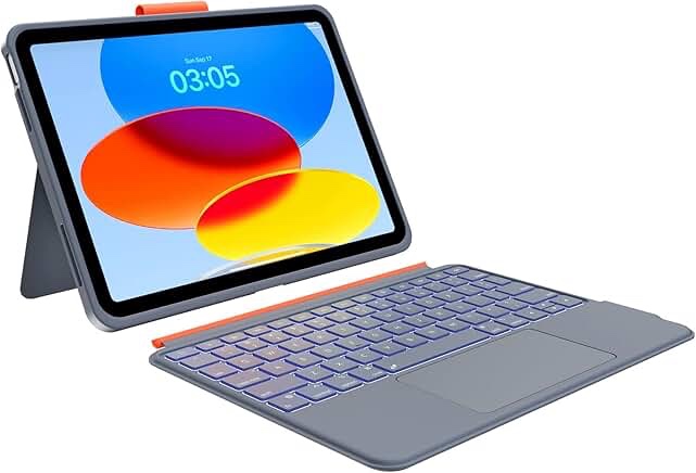 Magitype Case with Keyboard Compatible for iPad 10th Generation: Bluetooth Wireless Detachable Magnetic Stand Rechargeable Keyboard with Folio Slim Compact Removable Cover with Trackpad, White Backlit