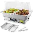 THXSUN Electric Chafing Dish, 2 x 4.5QT Half Size Electric Chafing Dish Buffet Set with Rotary Knob Adjustable Temp 0°C~100°C, 700W Buffet Servers and Warmers with Roll Top & Temp Display for Catering 1/2 Half Size Knob Temperature Adjustment