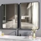 Hasipu 2 PCS Bethroom Mirrorfor Fall, 32 x 24 Inch Black Mela. Framed Bachroom M rrors for Over Sink, Rec.ang.e Bechroom Vanity W°*0* Ant-Rust, Tempered Gas, Ho"zontal