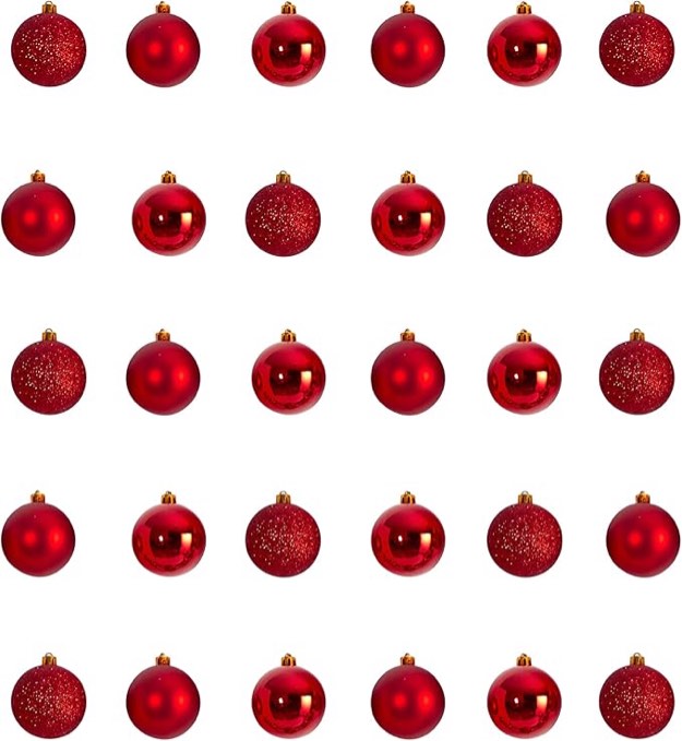 Nearly Natural Holiday Christmas 30 Count 2.5in. Shatterproof Ornament Set with Re-Useable Storage Container