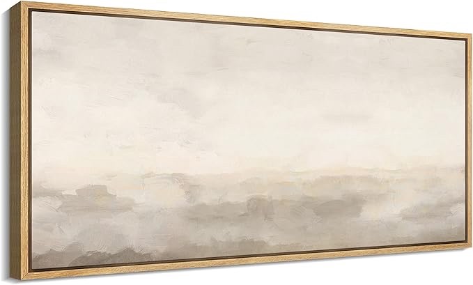 MUDECOR Extra Large Framed Canvas Print Wall Art Minimalist Neutral Landscape Abstract Horizon Line Antique Retro Fine Art Illustrations Decorative Colorful Multicolor for Bedroom - 60"x30"